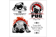 Pug - vector set for t-shirt, logo
