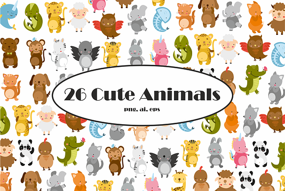Kids bundle/ Cute baby animals in Illustrations - product preview 10