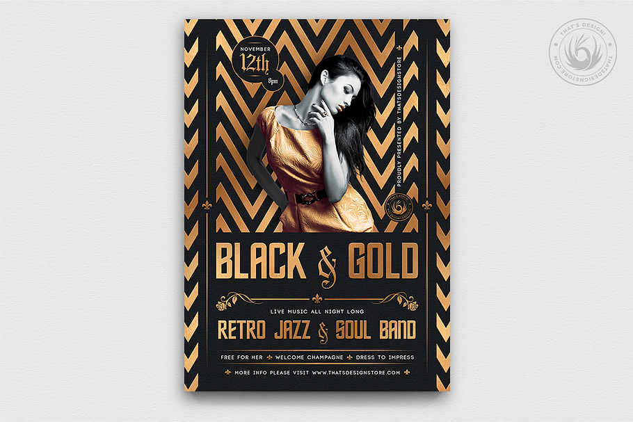 Black and Gold Flyer Template V18 in Flyer Templates - product preview 8