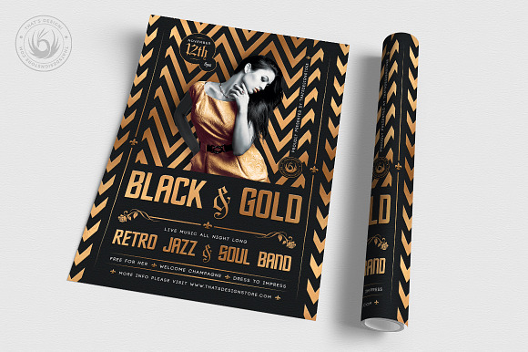 Black and Gold Flyer Template V18 in Flyer Templates - product preview 2