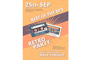 Retro disco party poster template