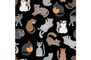 Cats seamless pattern. Shorthaired