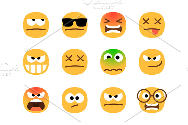 Anger emoticons. Angry emoji set