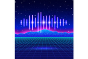 Retro gaming neon background with