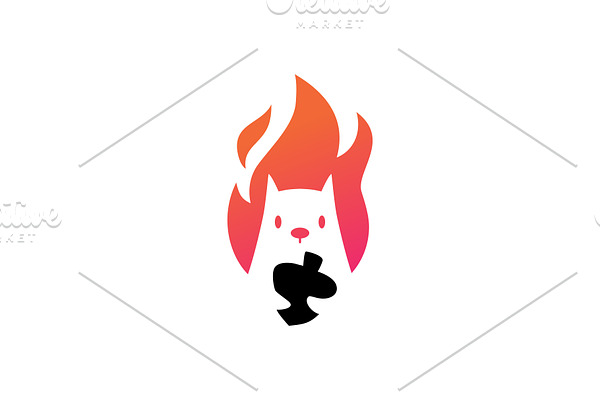 fire squirrel logo vector icon