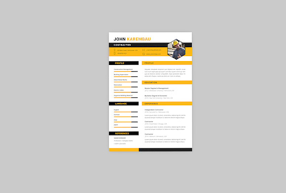 Contractor Resume Designer in Resume Templates - product preview 2