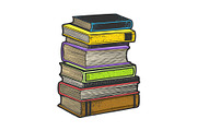 Stack of books sketch vector
