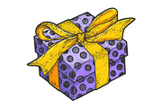 Gift box with ribbons and bow sketch