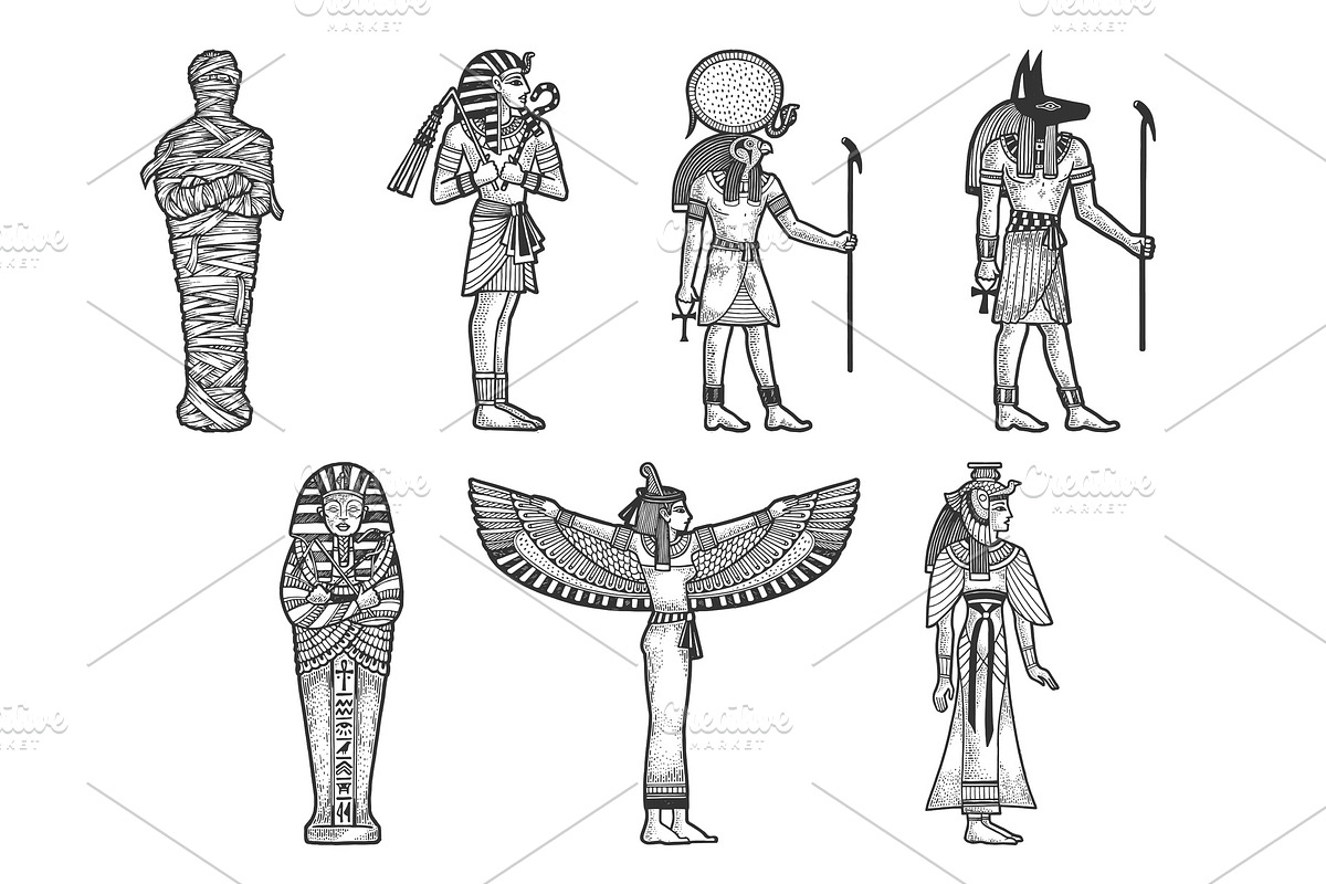 Ancient Egyptian set sketch vector in Illustrations - product preview 8