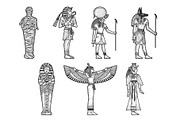 Ancient Egyptian set sketch vector