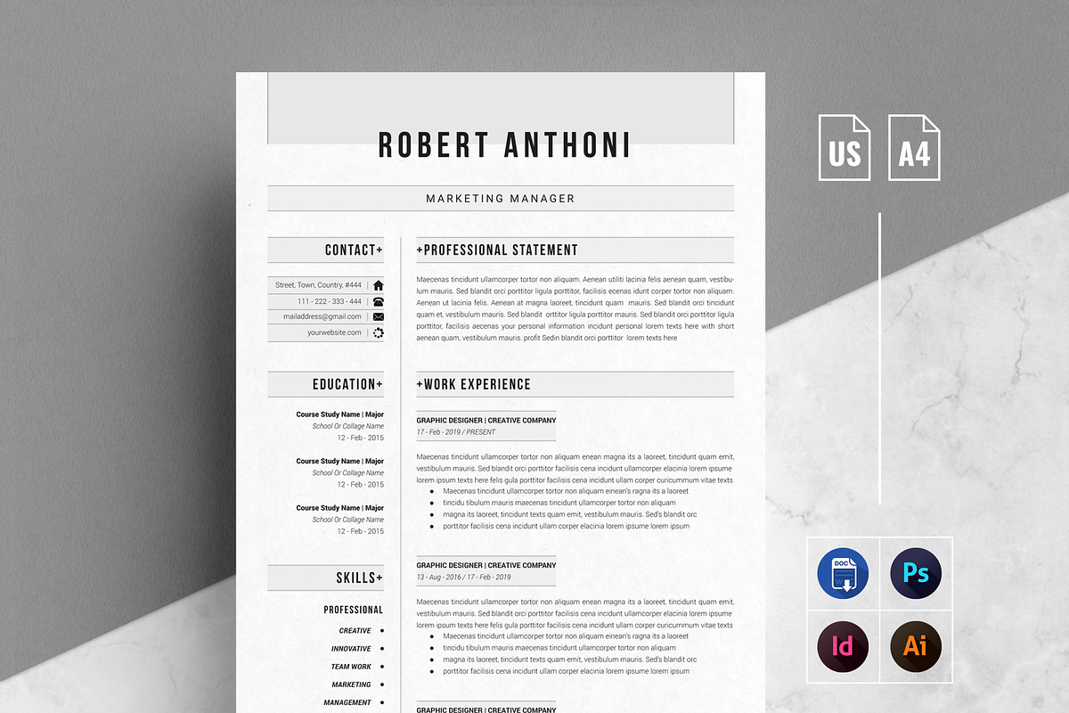 Professional Resume Template in Resume Templates - product preview 8