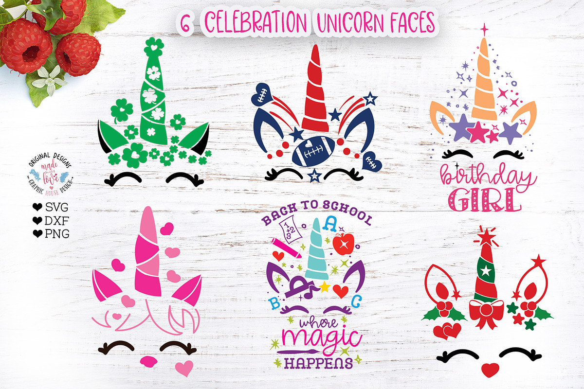 Cute Unicorn Faces in Illustrations - product preview 8