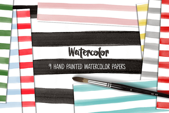 Watercolor & Metallic Digital Paper in Patterns - product preview 1