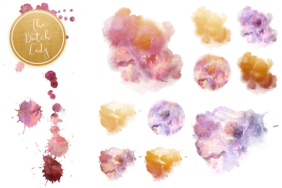 Cloudy Watercolor Ink Clipart Set in Illustrations - product preview 5