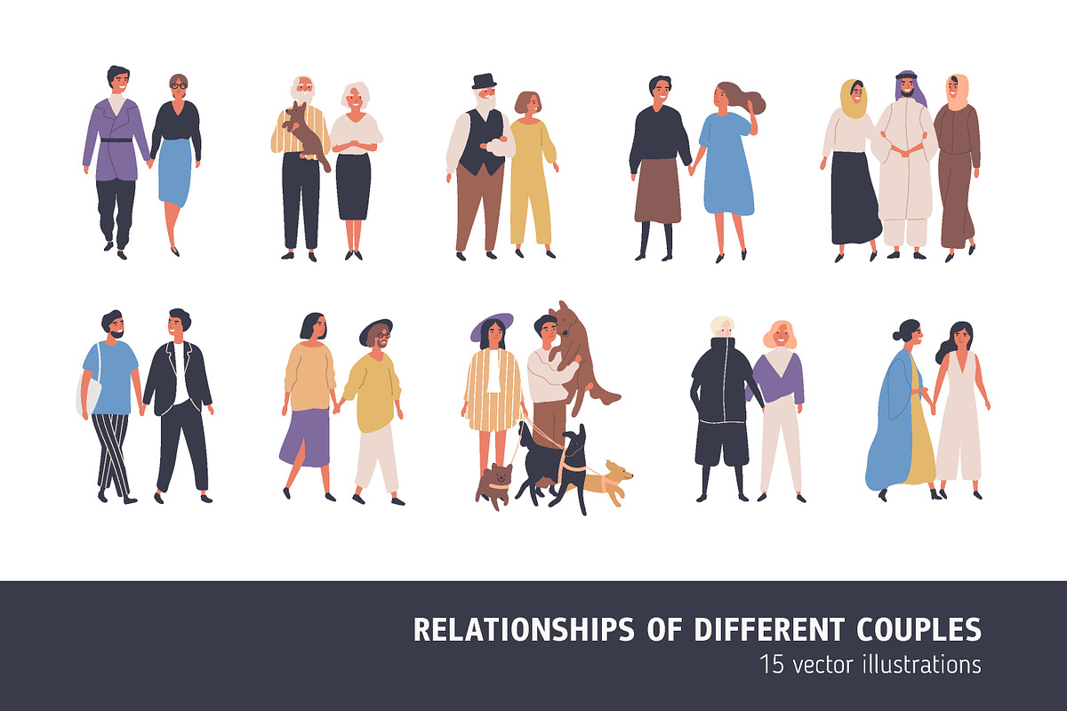 Different couples in Illustrations - product preview 8