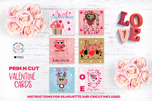 Valentines Print n Cut Card Set