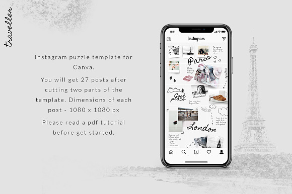 CANVA | Instagram PUZZLE - Traveller in Instagram Templates - product preview 2