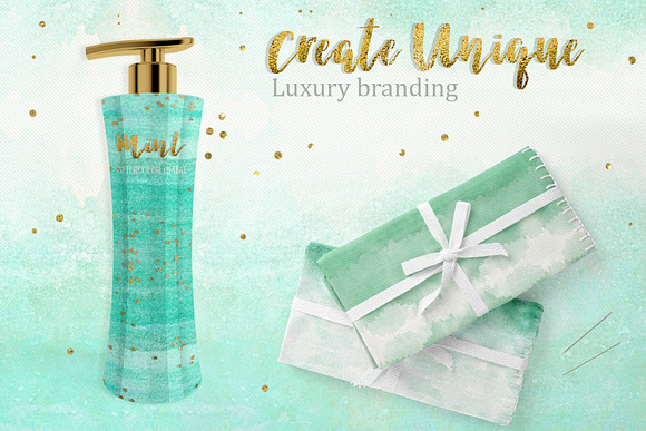 Mint Glitter & Watercolor Textures in Textures - product preview 3