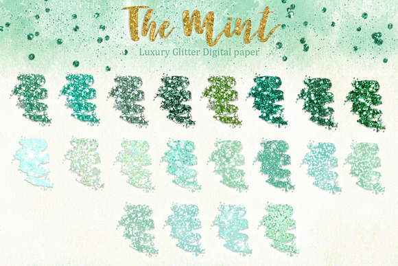 Mint Glitter & Watercolor Textures in Textures - product preview 5