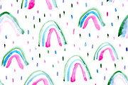 Watercolor rainbows seamless pattern