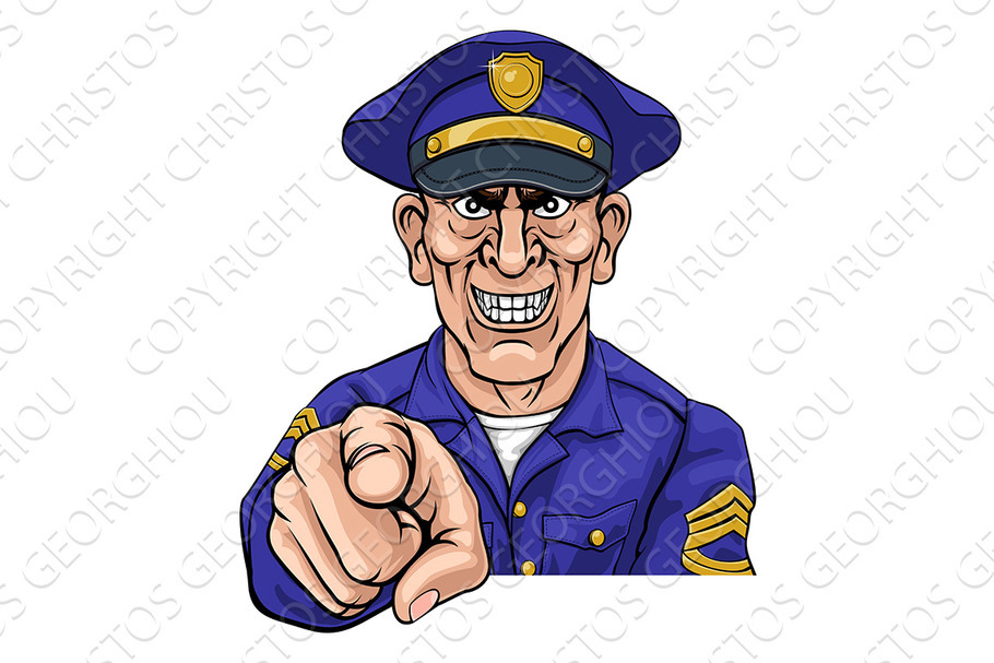 Policeman Mean Police Officer in Illustrations - product preview 8