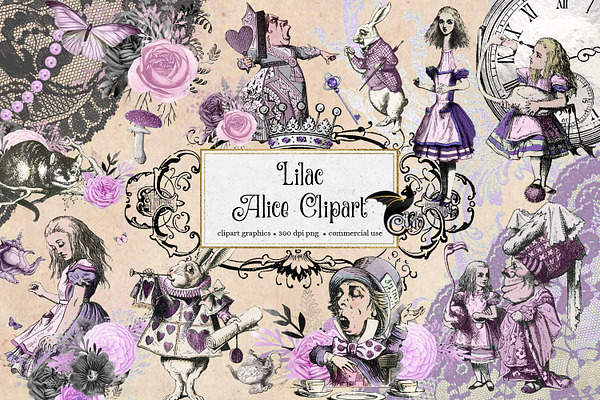 Lilac Alice in Wonderland Clipart