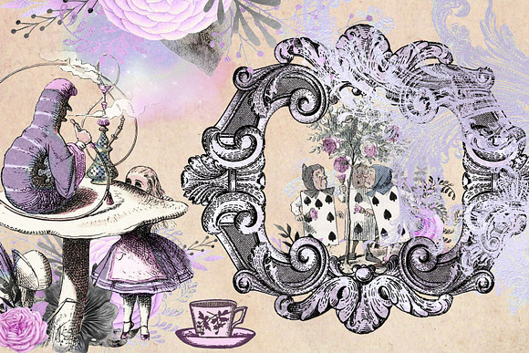 Lilac Alice in Wonderland Clipart in Illustrations - product preview 1