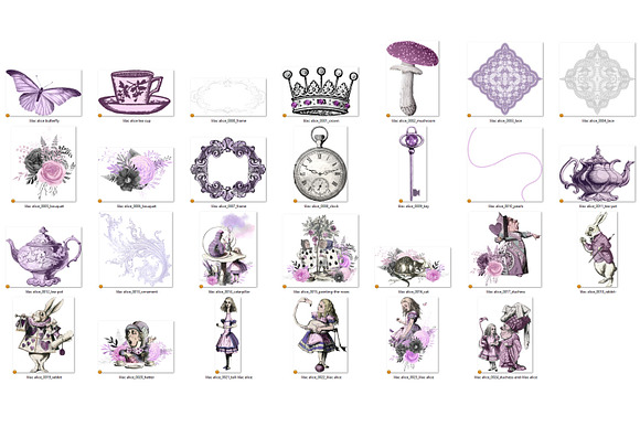 Lilac Alice in Wonderland Clipart in Illustrations - product preview 2