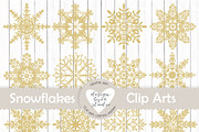 Vector gold snowflakes cliparts