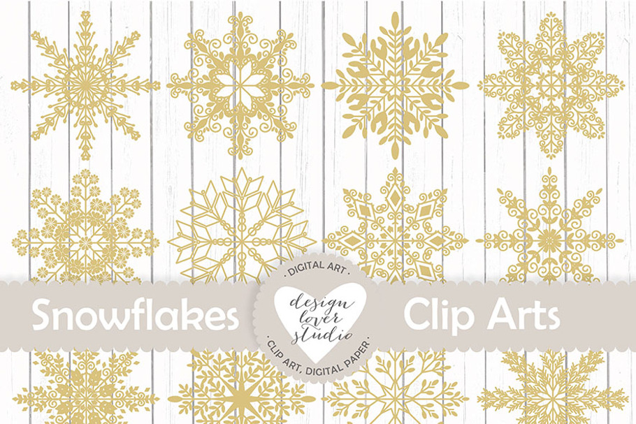 Vector gold snowflakes cliparts