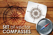 Vector compasses bundle.