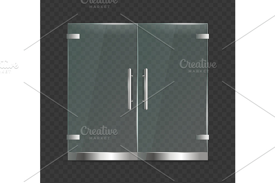 Modern Glass Door Set Vector in Objects - product preview 8