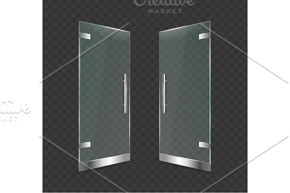 Modern Glass Door Set Vector in Objects - product preview 1
