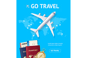 Airplane and Go Travel Concept Card