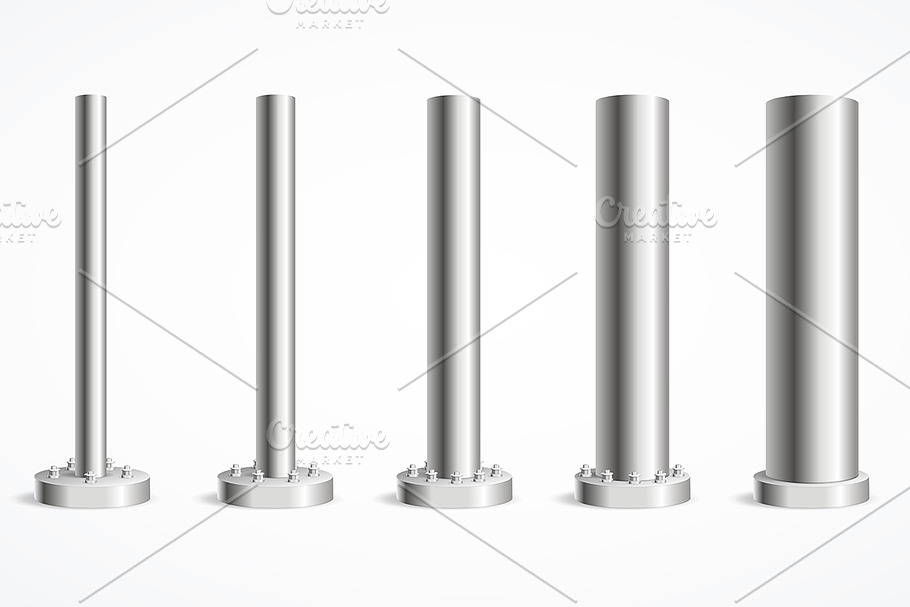 Metal Pole Pillars Set. Vector in Objects - product preview 8