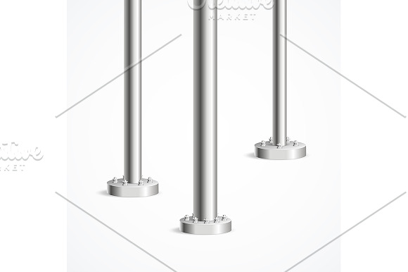 Metal Pole Pillars Set. Vector in Objects - product preview 1