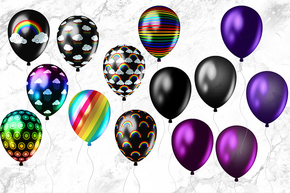 Dark Rainbow Balloons Clipart in Illustrations - product preview 1
