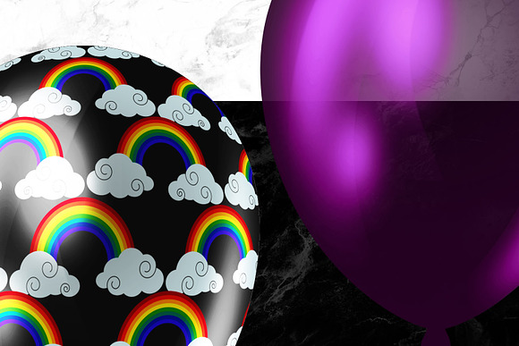 Dark Rainbow Balloons Clipart in Illustrations - product preview 4