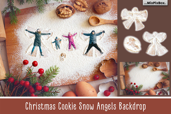 Christmas Cookie Snow Angel Backdrop in Add-Ons - product preview 1