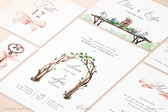 Peach Forest Wedding Invitations in Wedding Templates - product preview 1