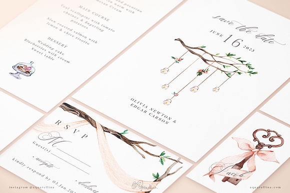 Peach Forest Wedding Invitations in Wedding Templates - product preview 2