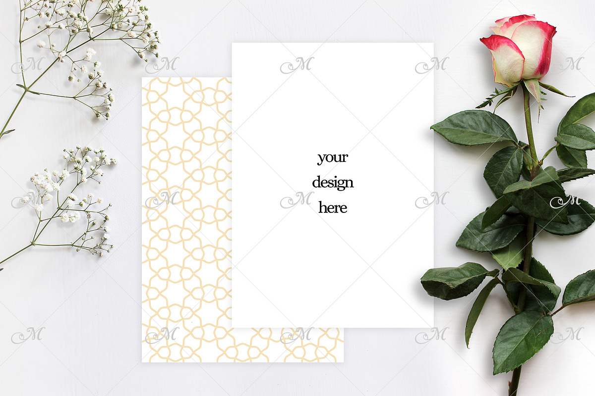 Red-white Rose and Paper Mock up in Product Mockups - product preview 8