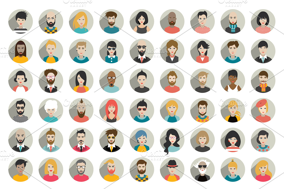 Mega set of persons, avatars in Illustrations - product preview 8
