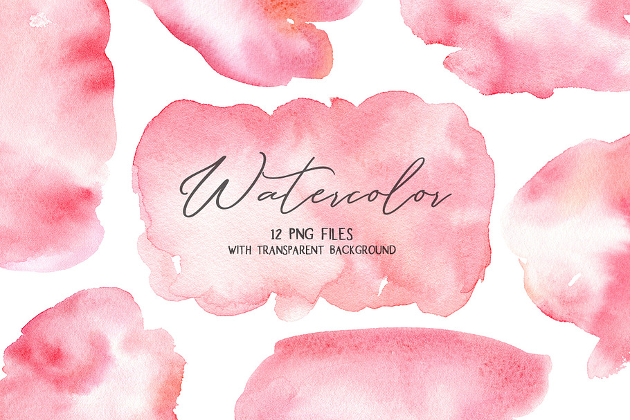 Pink Blush Watercolor Stain Splashes in Illustrations - product preview 8