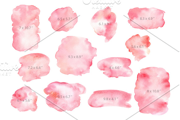 Pink Blush Watercolor Stain Splashes in Illustrations - product preview 1