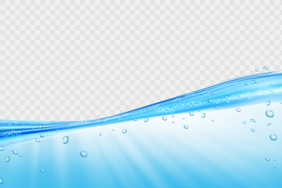 Water waves with air bubbles and sun in Illustrations - product preview 8