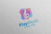 Music Logo with Play,  Note Concept