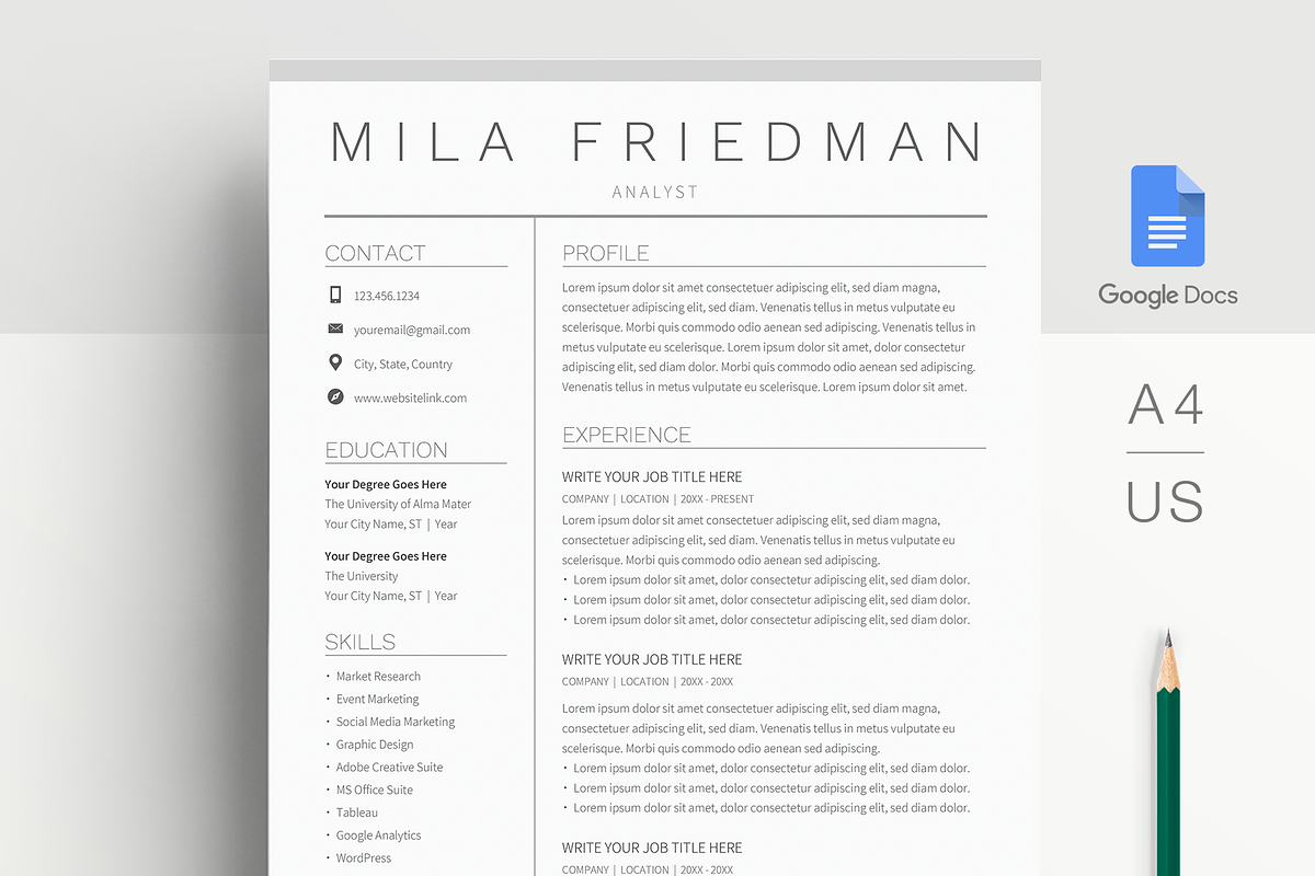 Google Docs Resume Template in Resume Templates - product preview 8