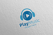 Music Logo with Play Concept