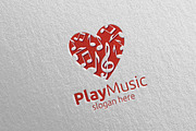 Music Logo with Play, Note Concept